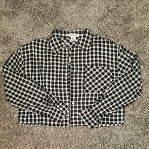 Black and White Plaid Button-Up Shirt